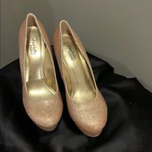 Gold glitter heels